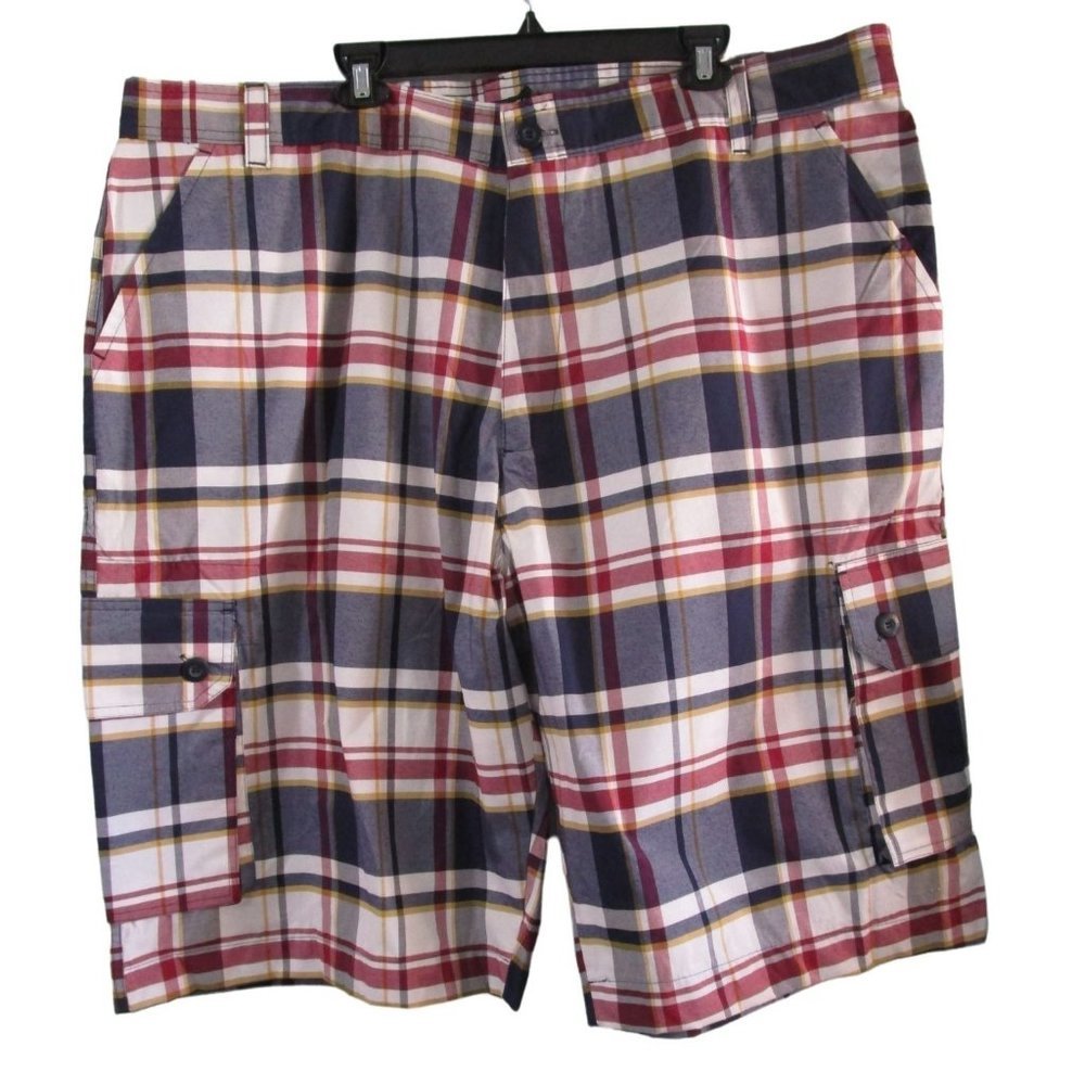 Ecko unltd. Classic Fit Plaid Cargo Bermuda Shorts Tag Sz. 50 Small Flaw Unworn